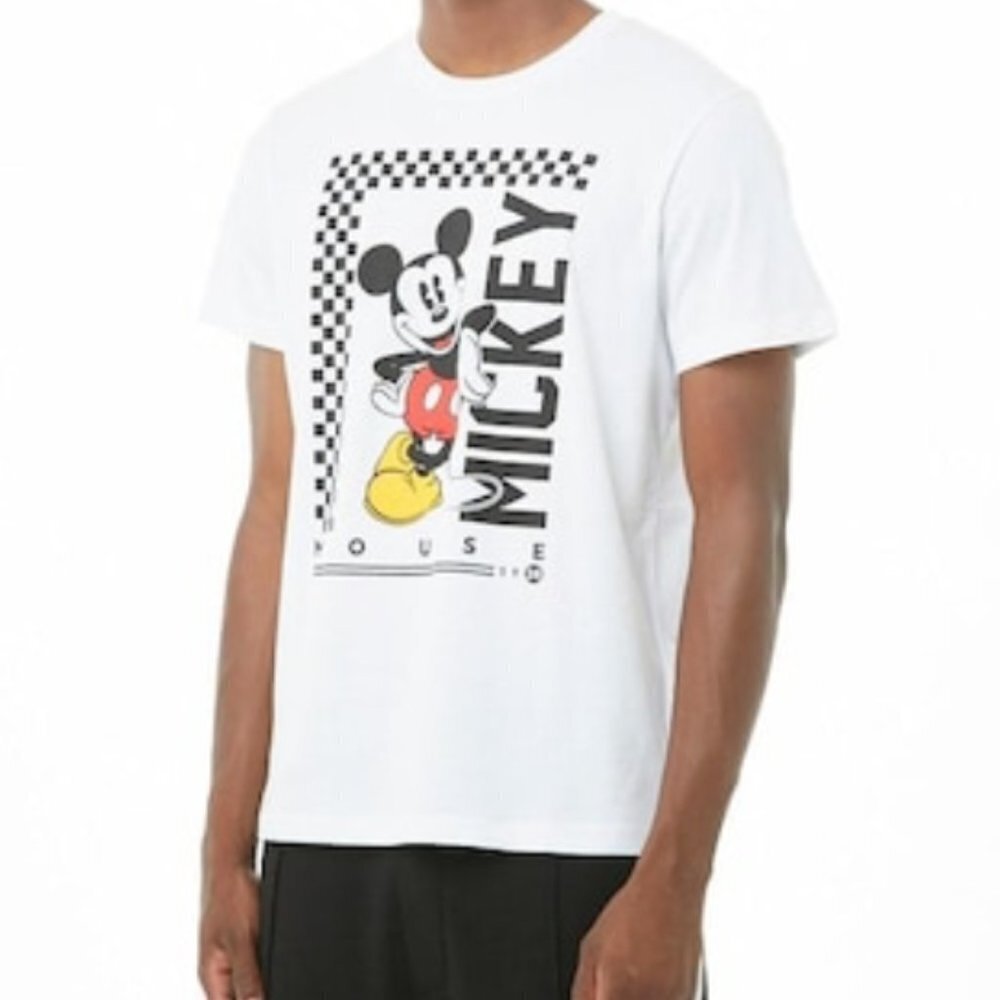 Disney Mickey Mouse Graphic White Cotton Short Sleeve Tee SZ M